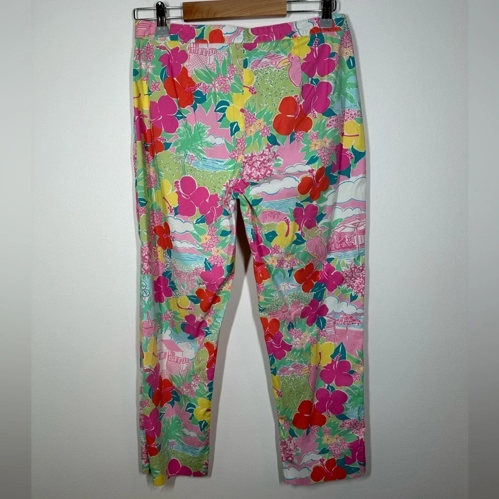 Vintage Lilly Pulitzer Floral Bird Tropical Print Cotton‎ Pants Size 6 - Picture 7 of 7